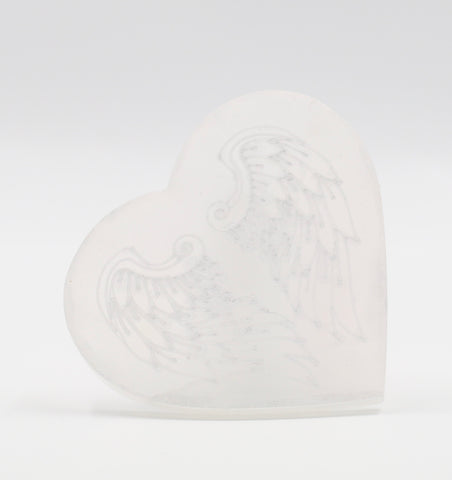 Engraved Selenite Love Heart Charging Plate