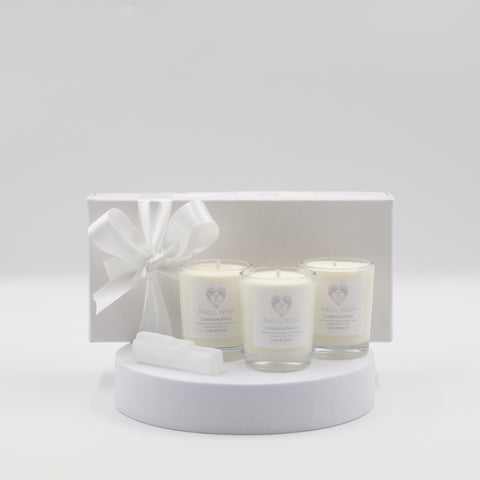Angel Wish - 11:11 Guardian Angel Votive Candle Gift Set with Selenite -