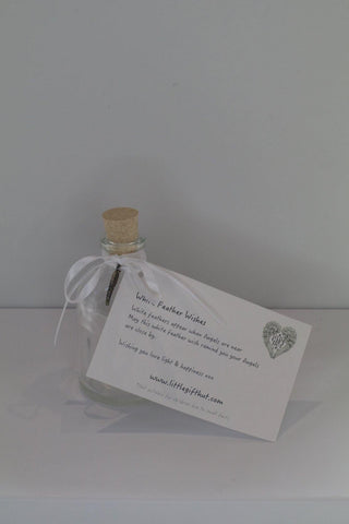 White Feather Wish Jar - Little Gift Hut