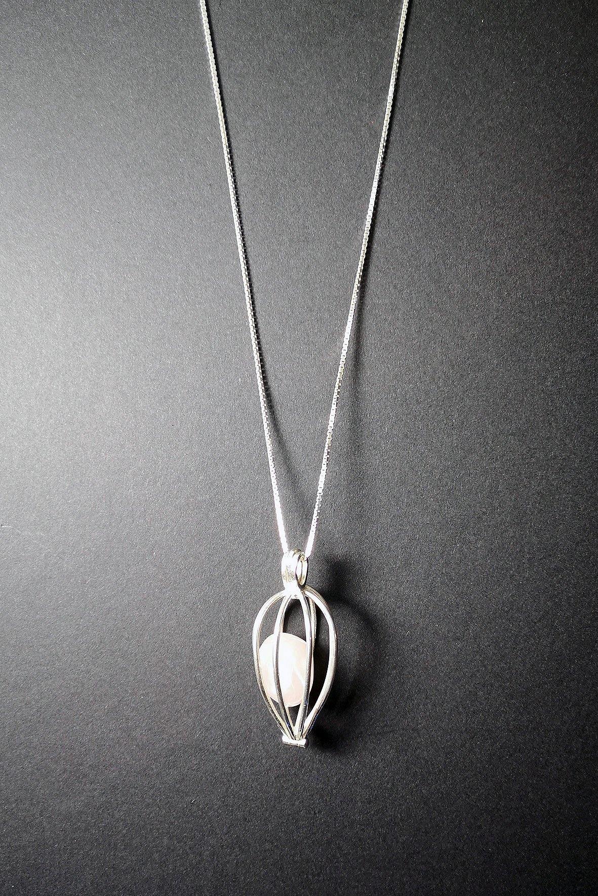 Silver Plated Crystal Cage Pendant Small
