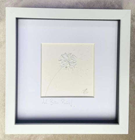 Hand Painted Dandelion with Selenite Framed Artwork - Make A Wish